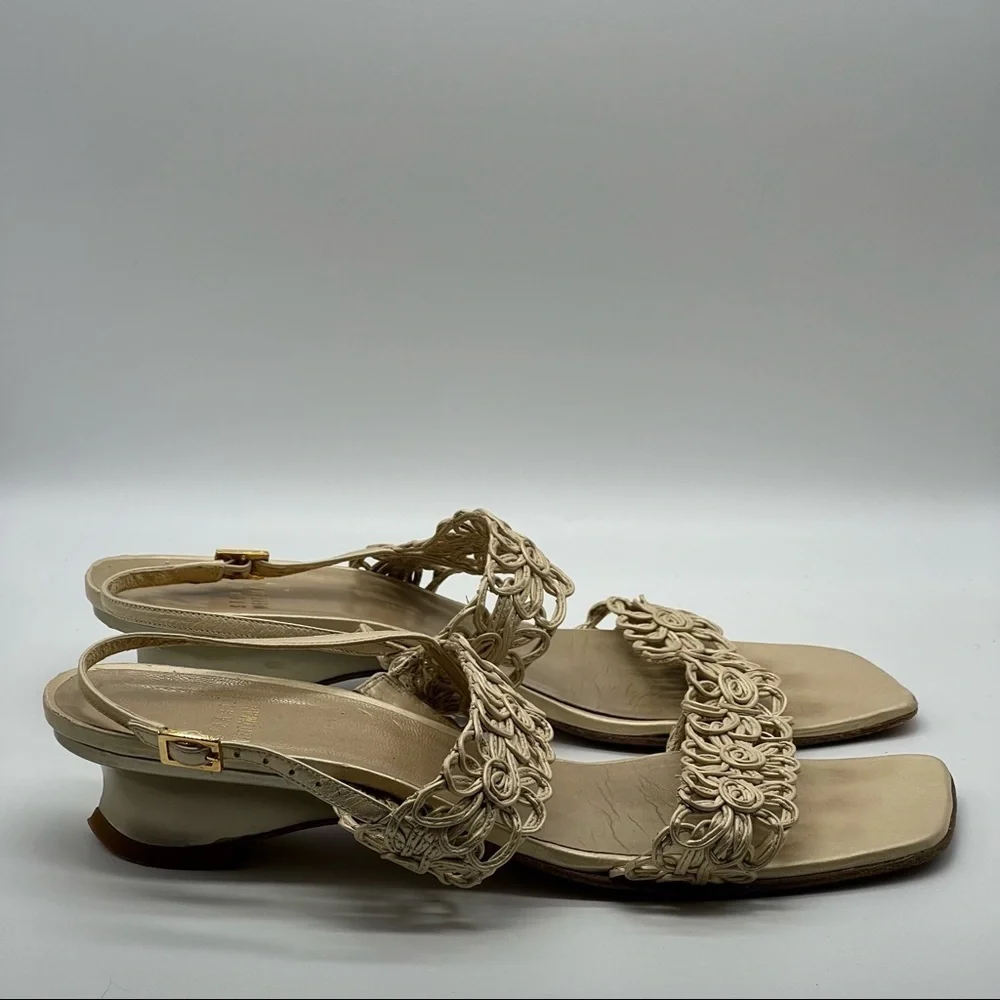 Stuart Weitzman Vintage Cream Square Toe Sandals - Picture 5 of 10